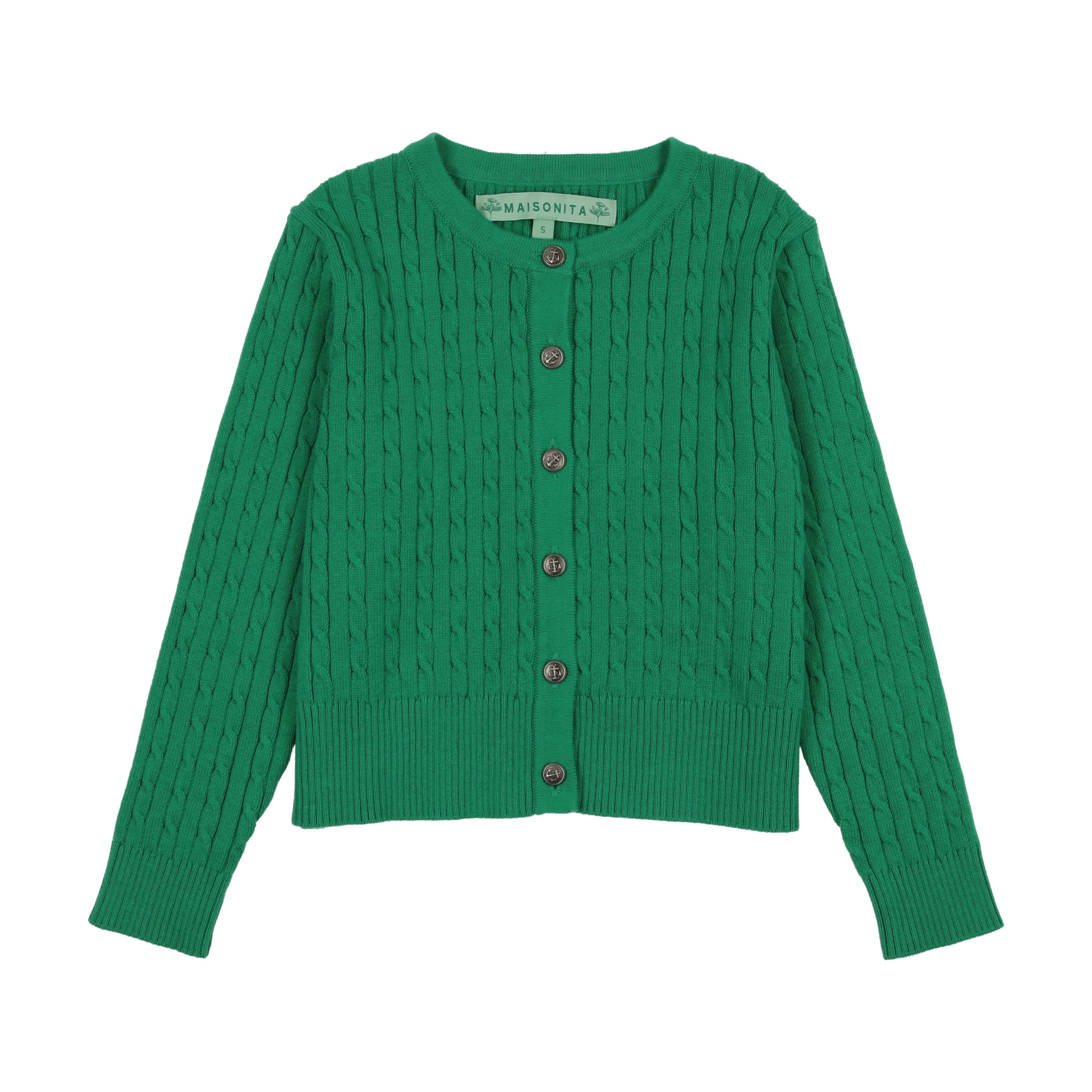 Green Cabled Cardigan
